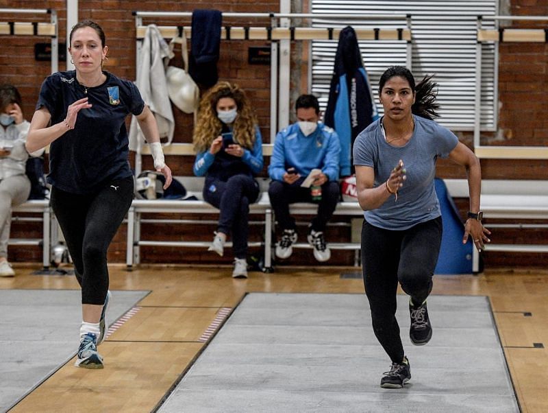 Bhavani Devi (R) will be the first Indian fencer at the Olympics. (Source: SAI/Twitter)