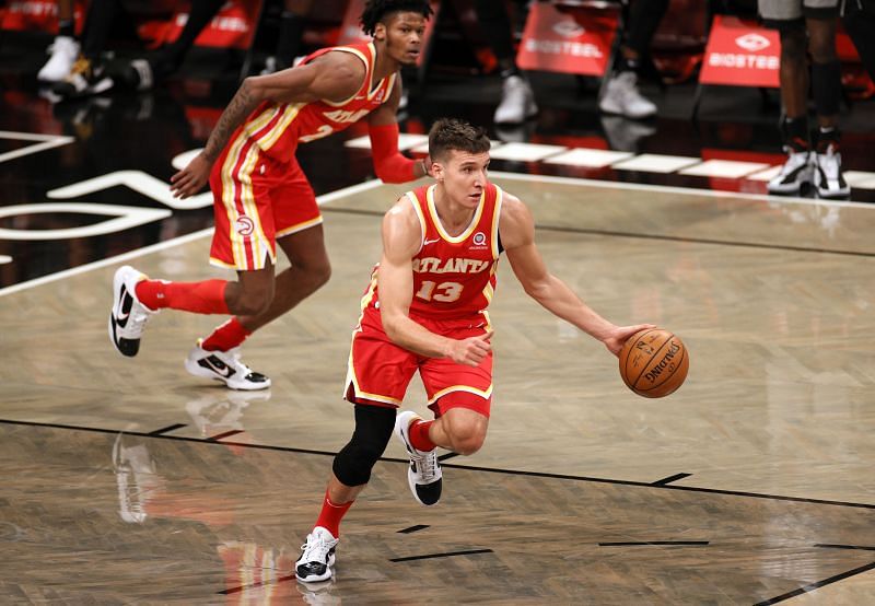 Bogdan Bogdanovic in action during the Atlanta Hawks v Brooklyn Nets NBA regular season game