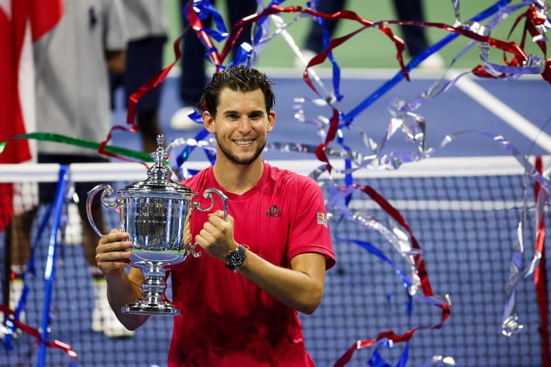 Dominic Thiem poses with the 2020 US Open title