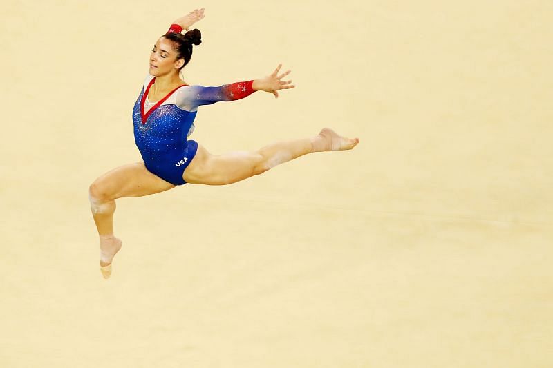 Aly Raisman competes on the Women&#039;s Floor Final at the 2016 Rio Olympics (Photo by Dean Mouhtaropoulos/Getty Images)