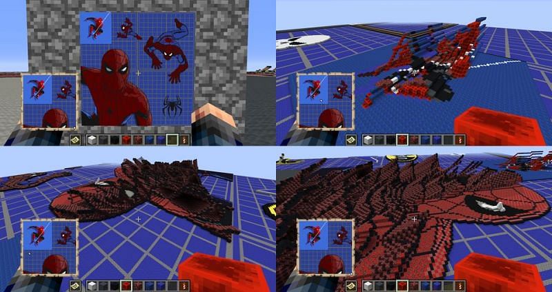 A Spiderman-inspired Minecraft map art (Image via u/Grim_Starfire on Reddit)