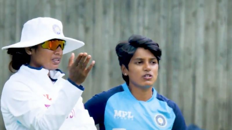 Mithali Raj and Punam Raut discuss ahead of India women&#039;s one-off Test against England