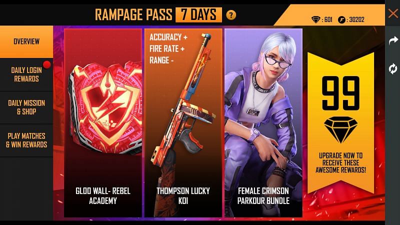 The Rampage Pass can be purchased for 99 diamonds