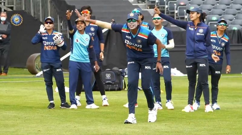 India Women engage in an intense fielding session (Credit: BCCI)
