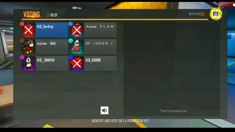 Voting round in the Pet Rumble mode in Free Fire (Image via Helping Gamer / YouTube)