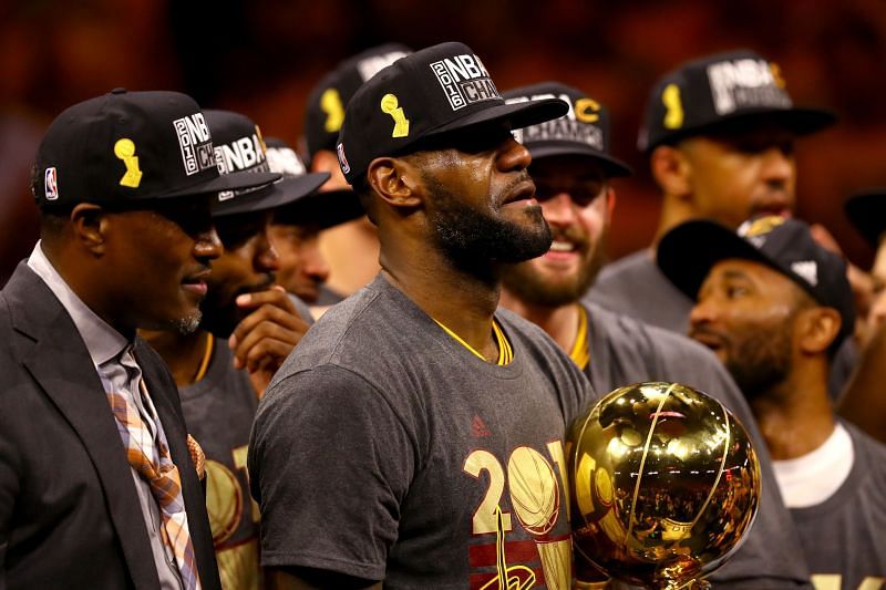 LeBron James after winning the 2016 NBA Finals.