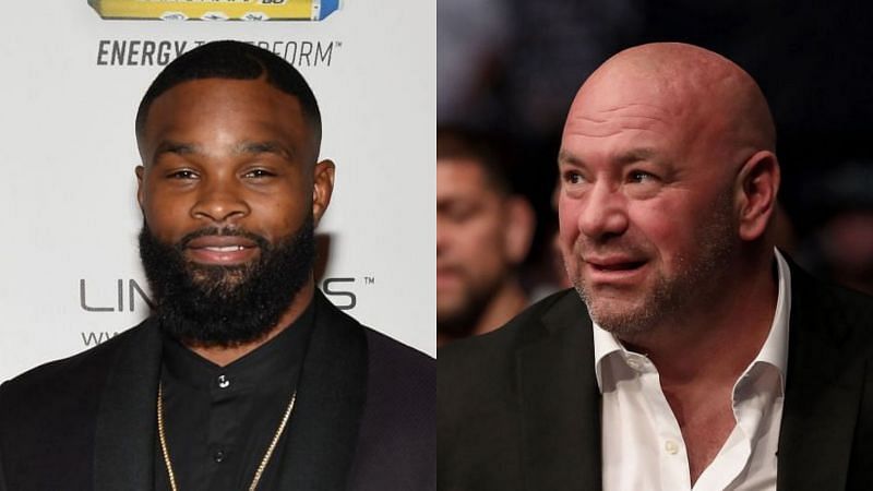 Tyron Woodley (left), Dana White (right)