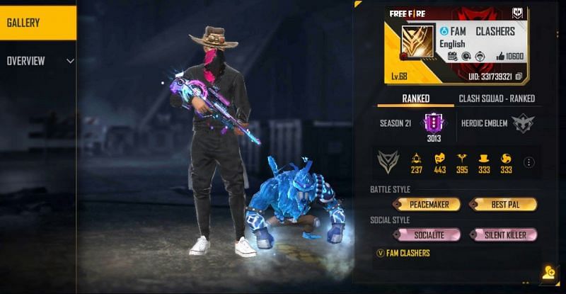 Fam Clasher's Free Fire ID, stats, Discord link,  earnings