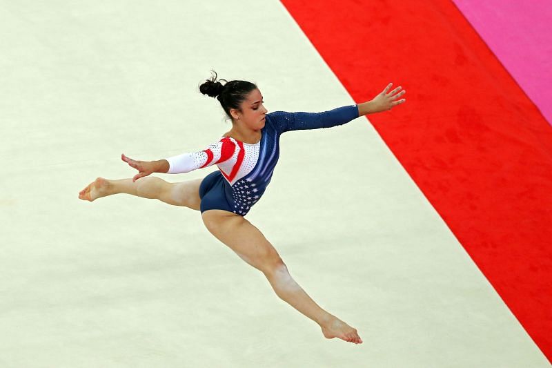 Aly Raisman of the United States in action in the Women's Floor Exercise final in London (Photo by Hannah Peters/Getty Images)