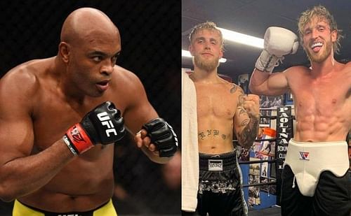 Anderson Silva (left); Jake Paul (center); Logan Paul (right)