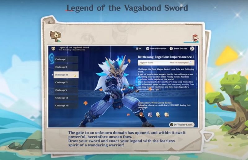 &ldquo;Legend of the Vagabond Sword&rdquo; event preview (image via Genshin Impact Youtube)
