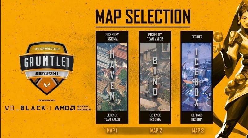 Team Valor vs Team Insignia Selected Maps (Image via YouTube/The Esports Club)