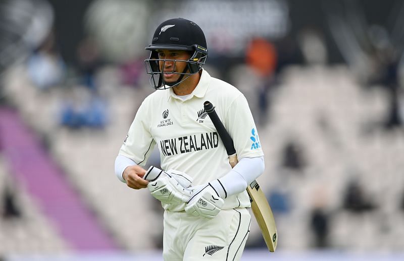 Ross Taylor walks off after scoring a dogged 11 on Day 5 of the WTC final