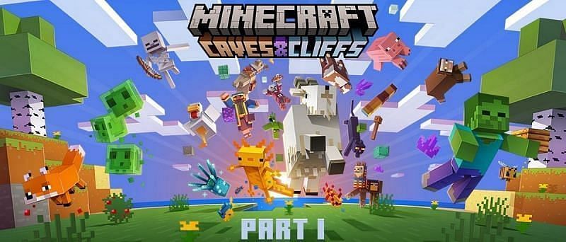 Original Minecraft Caves &amp; Cliffs update poster (Image via Mojang)