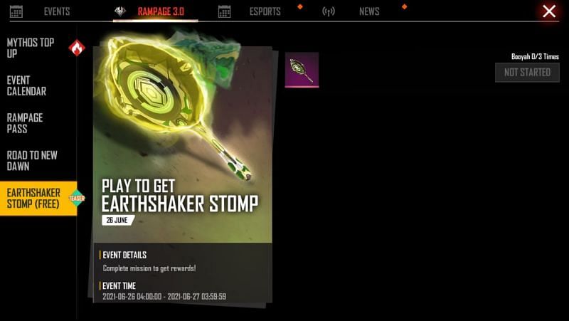 Earthshaker Stomp (Free) event in Free Fire