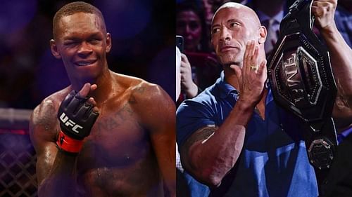 Israel Adesanya (left), Dwanye 'The Rock' Johnson (right)