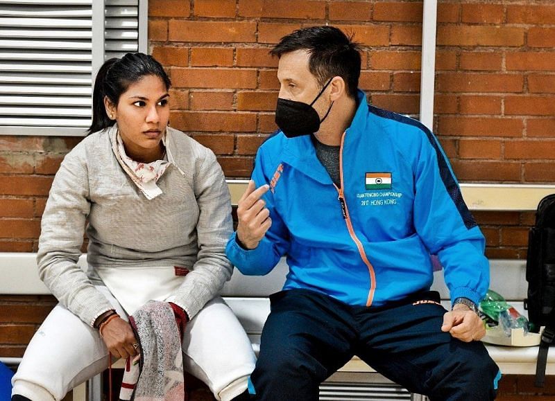 Bhavani Devi with her trainer