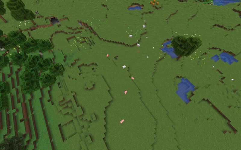Terrain in plains biomes is usually flat and empty for the most part (Image via Minecraft)