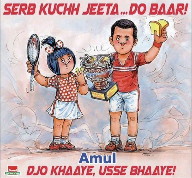 The Amul advertisement featuring Novak Djokovic and its mascot girl
