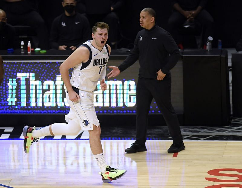 Luka Doncic #77 of the Dallas Mavericks