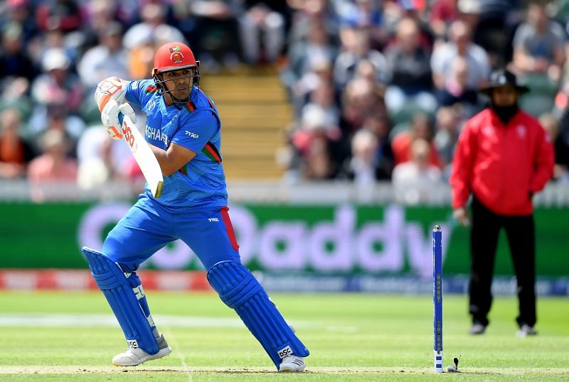 Hazratullah Zazai in action for Afghanistan at the 2019 ICC World Cup