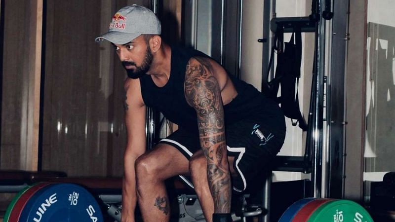 Indian cricketer KL Rahul flaunting his tattoo