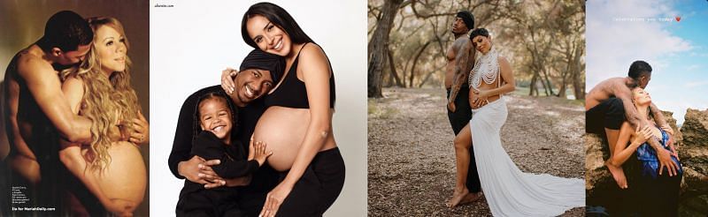 Nick Cannon Maternity Shoot Photos. Image via: Instagram - @mariahcarey, @missbbell, @hiabbydelarosa, and @itsalyssaemm