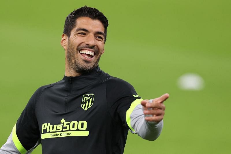 Luis Suarez during a training session with Atletico Madrid