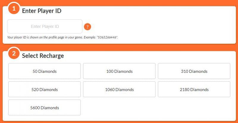 Enter the ID and select the recharge amount