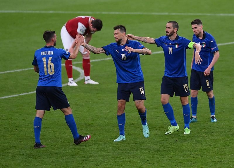 Italy celebrate after their Euro 2020 win over Austria