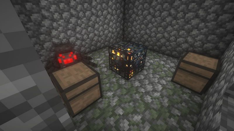 A spider spawner in a dungeon (Image via Minecraft)