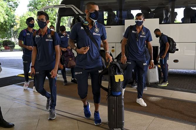 Indian players check into Colombo hotel sans traditional garland ceremony; will be in "strict bio-bubble"