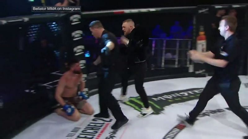 Conor McGregor charges at Marc Goddard