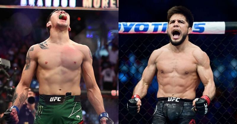 Brandon Moreno (left) celebrates after his win at UFC 263; Henry Cejudo (right) [Image Courtesy: @theassassinbaby on Instagram]