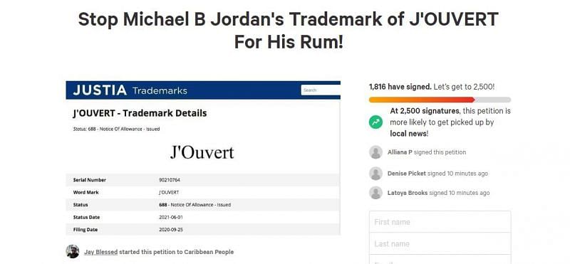 Petition against Michael B. Jordan&#039;s trademark on his brand