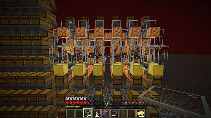 A highly efficient Piglin bartering farm (Image via u/feldsii on Reddit)