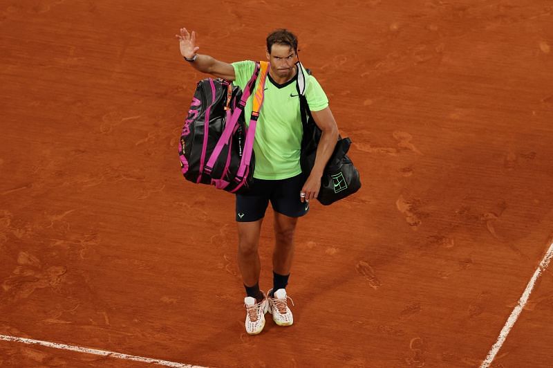 Rafael Nadal waves goodbye after his loss