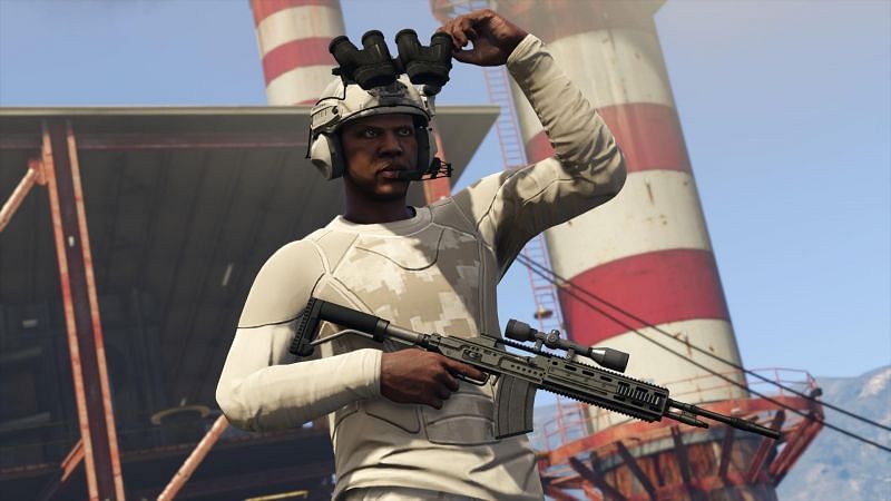 The Marksman Rifle is a good option for beginners early on (Image via Rockstar Games)