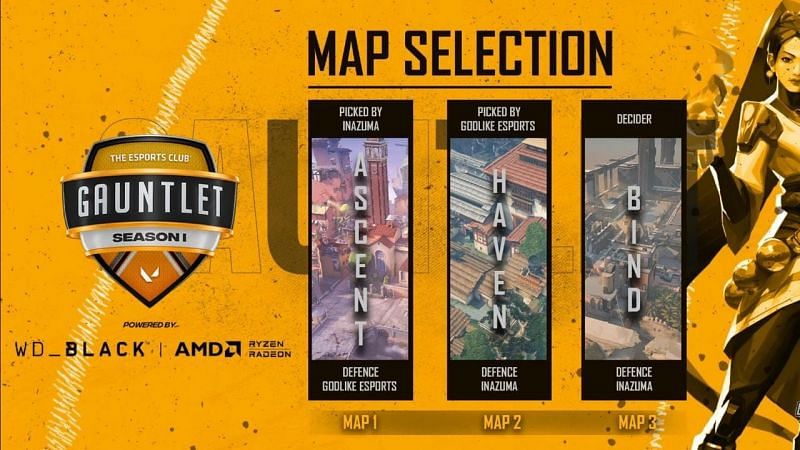 Godlike Esports vs Inzuma Selected Maps (Image via YouTube/The Esports Club)