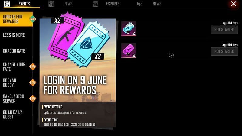 Players are entitled to a series of rewards if they log in to Free Fire in the given time period