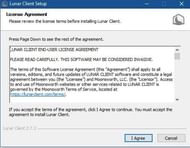 The Lunar Client license agreement must be agreed to in order to proceed