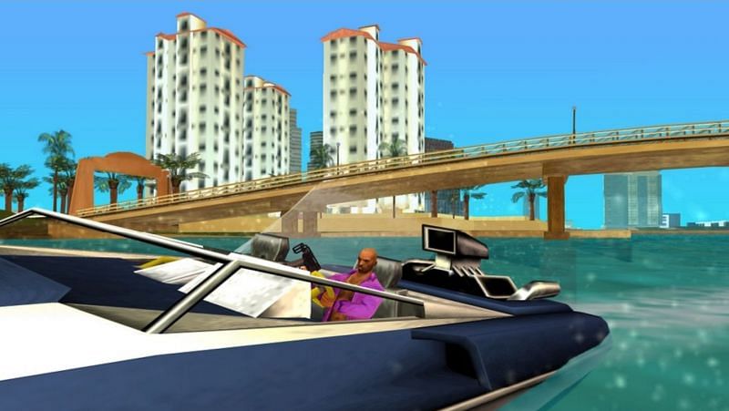 Victor operating a boat (Image via gtavicecitystories-fr.net)