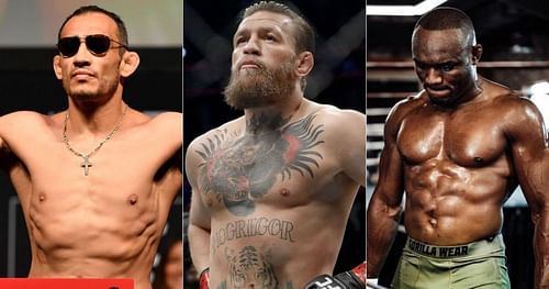 Tony Ferguson (left), Conor McGregor (center), and Kamaru Usman (right)