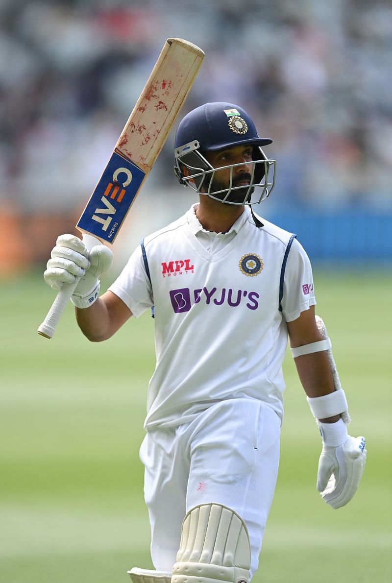 Rahane acknowledges the crowd after being run out in 112 against Australia in the 2nd Test of the 2020-21 Border Gavaskar Trophy