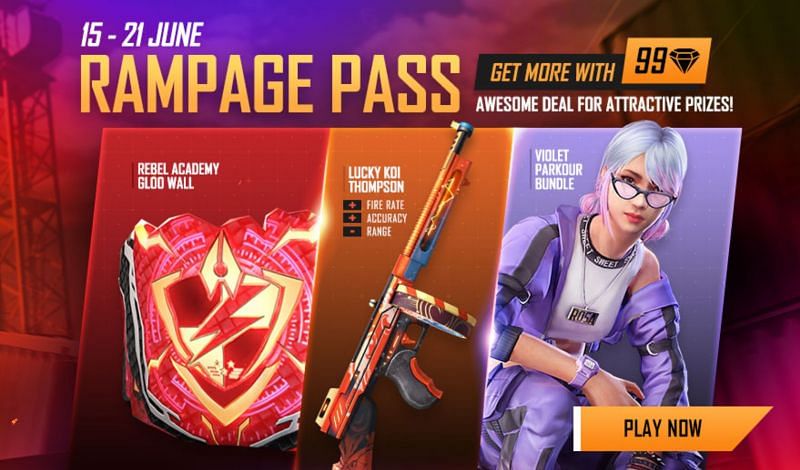 The Rampage Pass offers the Rebel Academy gloo wall and numerous other rewards in Free Fire