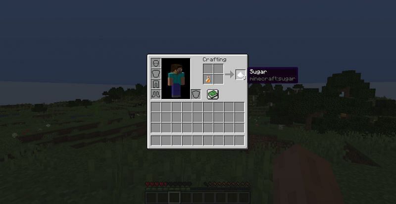 Crafting recipe of sugar from the honey bottle (Image via Minecraft)