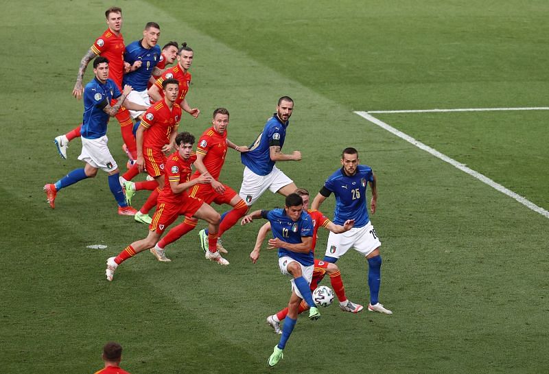 Italy&#039;s Matteo Pessina strikes from a set-piece to score the only goal of his team&#039;s match against Wales