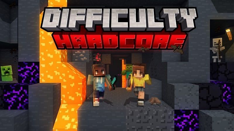 Difficulty hardcore poster on Minecraft Marketplace (Image via Shapescape)