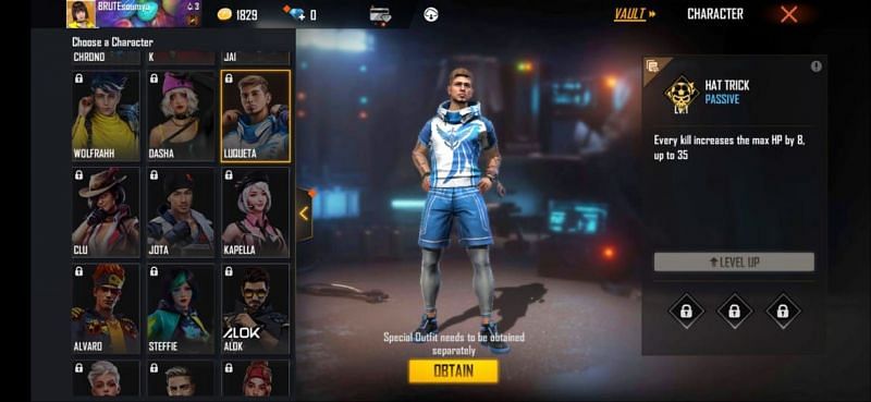 Luqueta in Garena Free Fire