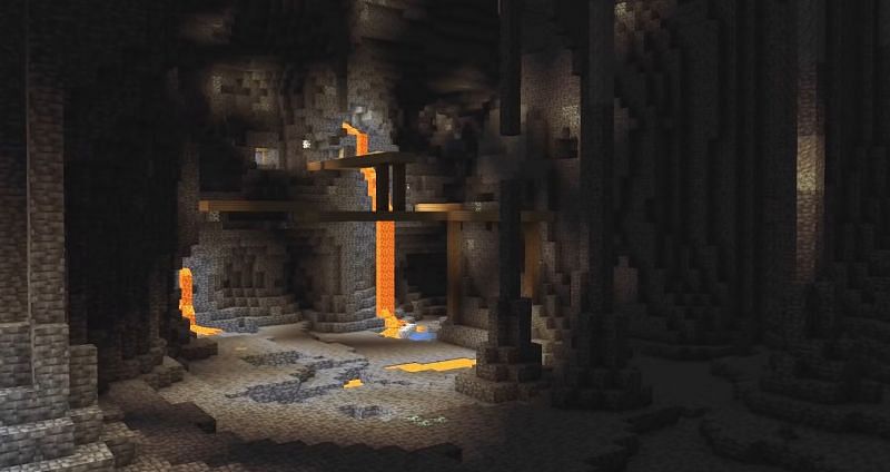 An early shot of one of the massive caves that will be found in part two (Image via Mojang)